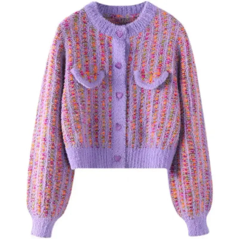 Lady girl heart love button up single breasted knitted sweater Stretchy Elastic Breathable Lady girl heart love button up single breasted knitted sweater Stretchy Elastic Breathable