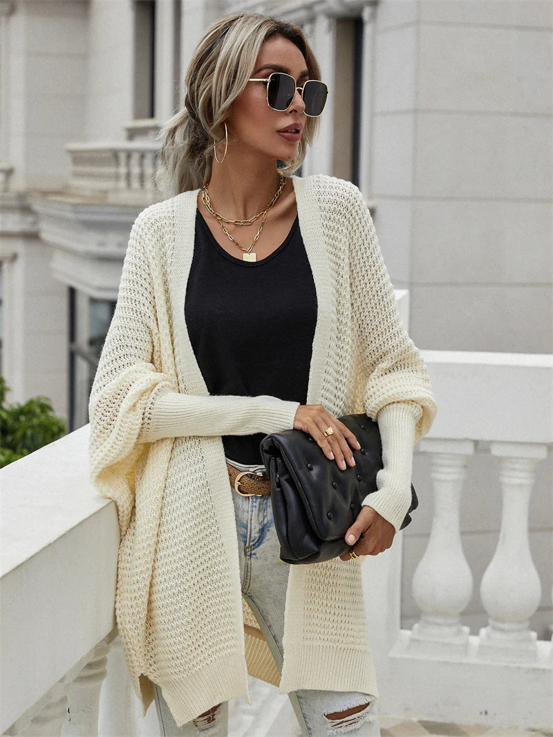 FASHION ROUND NECK KNIT CARDIGAN LOOSE SWEATER Iron Safe Non-Iron Wrinkle Free