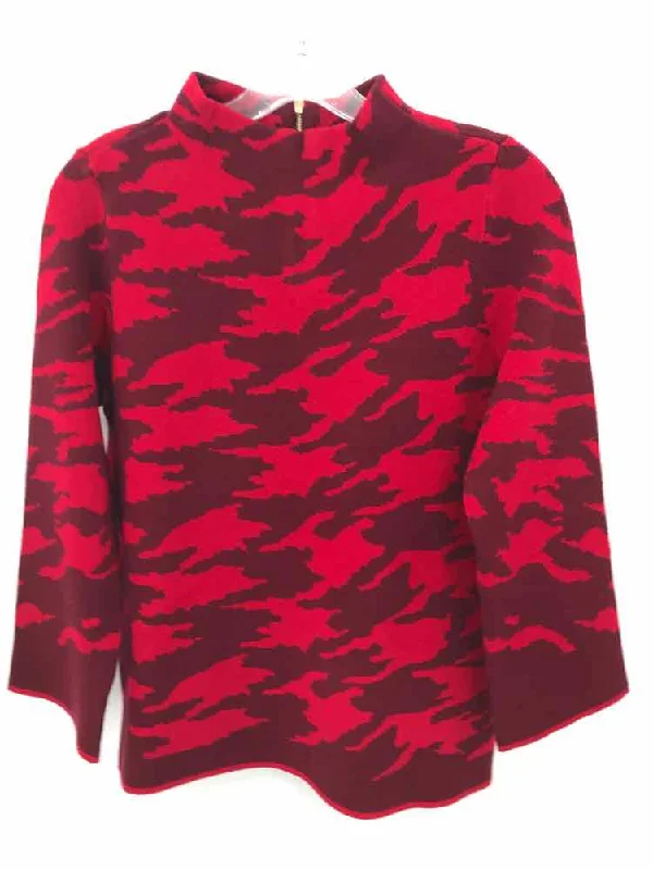 Pre-Owned Chico's Red Size Small Printed Sweater Turtle Neck Boat Neck Asymmetrical Neck Pre-Owned Chico's Red Size Small Printed Sweater Turtle Neck Boat Neck Asymmetrical Neck