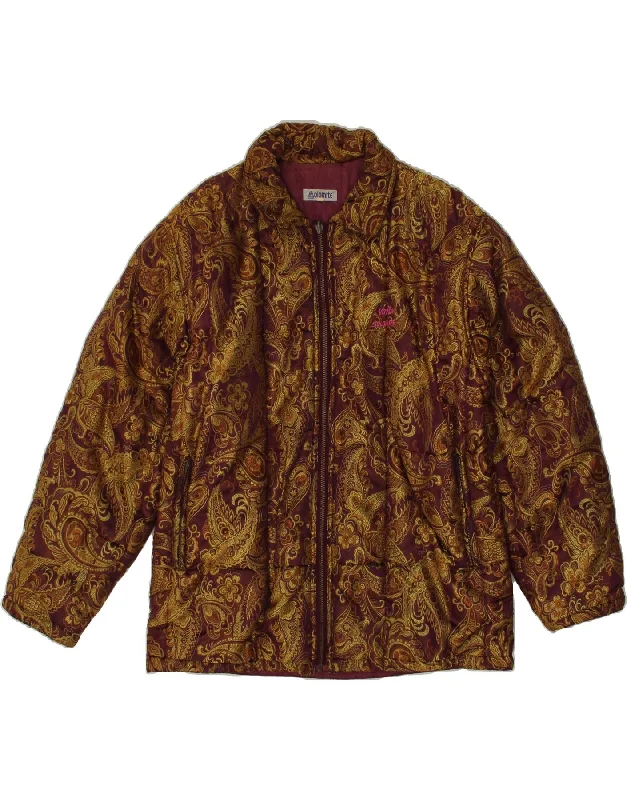 DOLOMITE Womens Padded Jacket UK 14 Medium Brown Paisley Polyester Welt Pockets Slit Pockets Flap Pockets