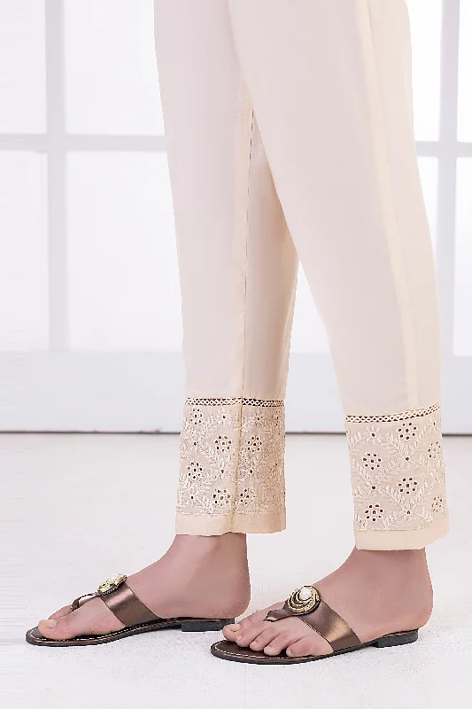Lakhany 01 Piece Embroidered Trousers - LSM-T-3105 (BG) High Waist Slim Fit Ankle Length