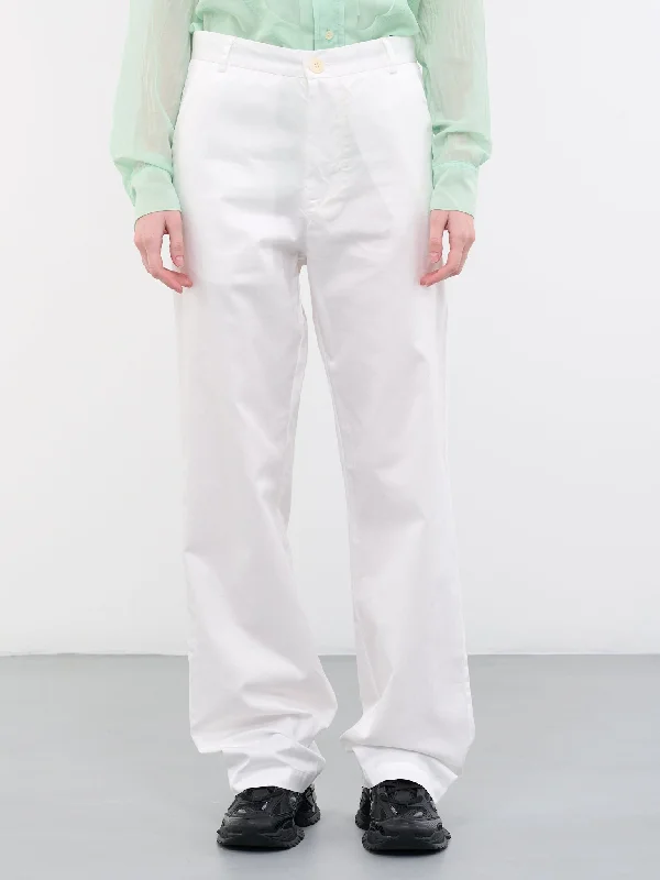 Cotton Trousers (P02A-WHITE) Trousers sophisticated sleek