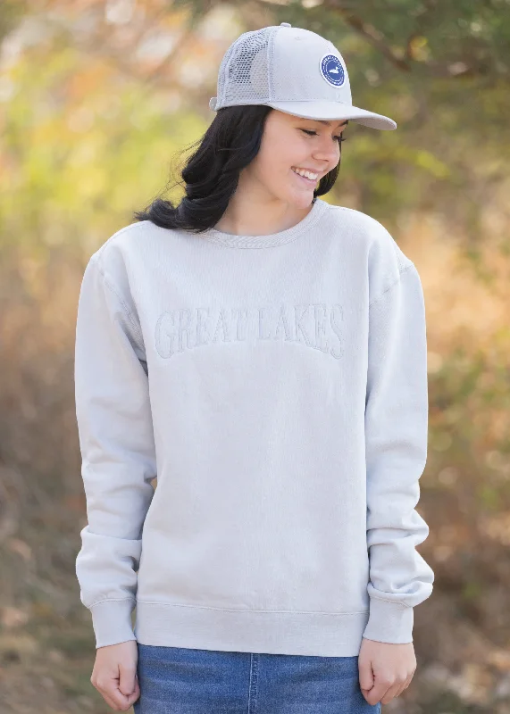 Great Lakes Embroidered Crewneck Sweatshirt - FINAL SALE Hoodie with Ribbed Cuffs Snug Fit Comfort Great Lakes Embroidered Crewneck Sweatshirt - FINAL SALE Hoodie with Ribbed Cuffs Snug Fit Comfort