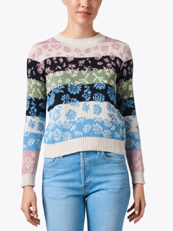 Weekend By Max Mara FLERES Multi Floral Stripe Sweater 2415361191600 Col 001 Chenille Brocade Lace