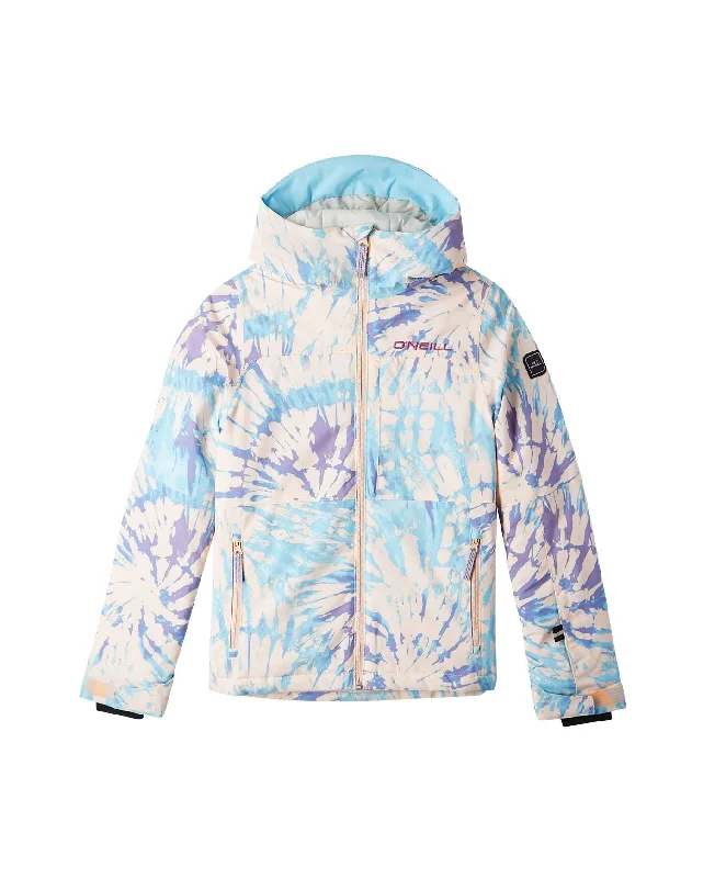 Girl's Lite Printed Snow Jacket - Pink Tie Dye Quilted Jacket Puffer Jacket Insulated Jacket