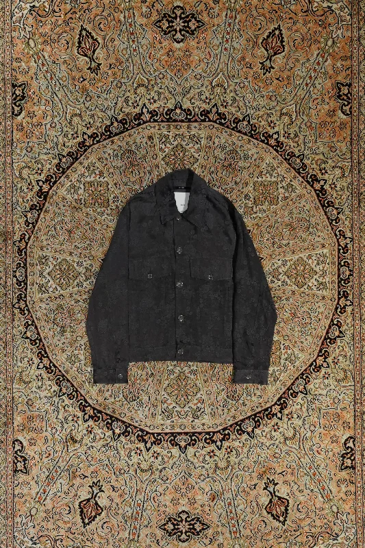 Song for the Mute WORKER JACKET (CHARCOAL) Chenille Fabric Brocade Fabric Lace Fabric