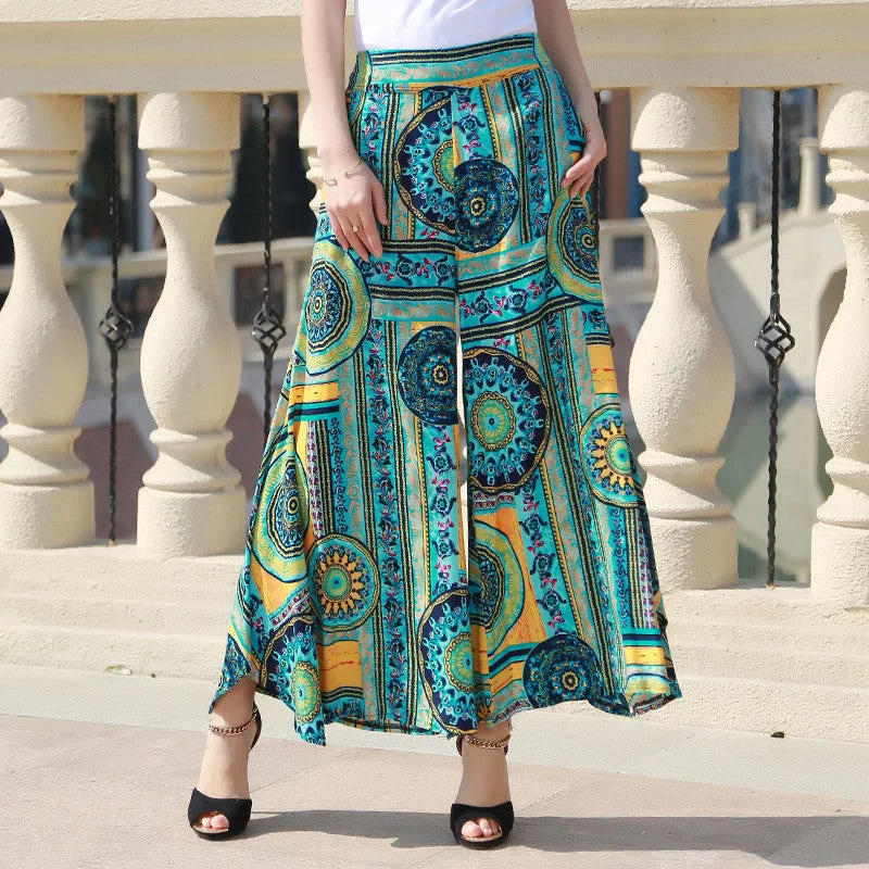 women casual pants Wide leg women losse print Vintage trousers Trousers Velvet Soft