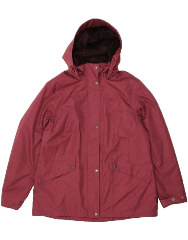 JACK WOLFSKIN Womens Hooded Windbreaker Jacket UK 20 2XL Pink Polyester Nylon Fabric Polyester Fabric Spandex Fabric