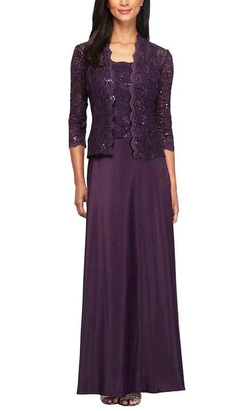 Alex Evenings - 1121198 Embroidered Sleeveless Formal Dress with Jacket Fitted Jacket Loose Jacket Oversized Jacket
