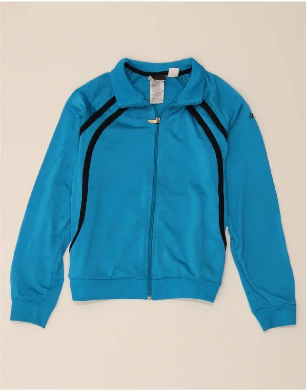 REEBOK Womens Tracksuit Top Jacket UK 12 Medium Blue Polyester Toggled Jacket Drawstring Jacket Belted Jacket