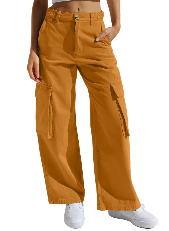 Women's Multi-pocket Workwear Loose Casual Denim Trousers Trousers Culottes Wide Leg