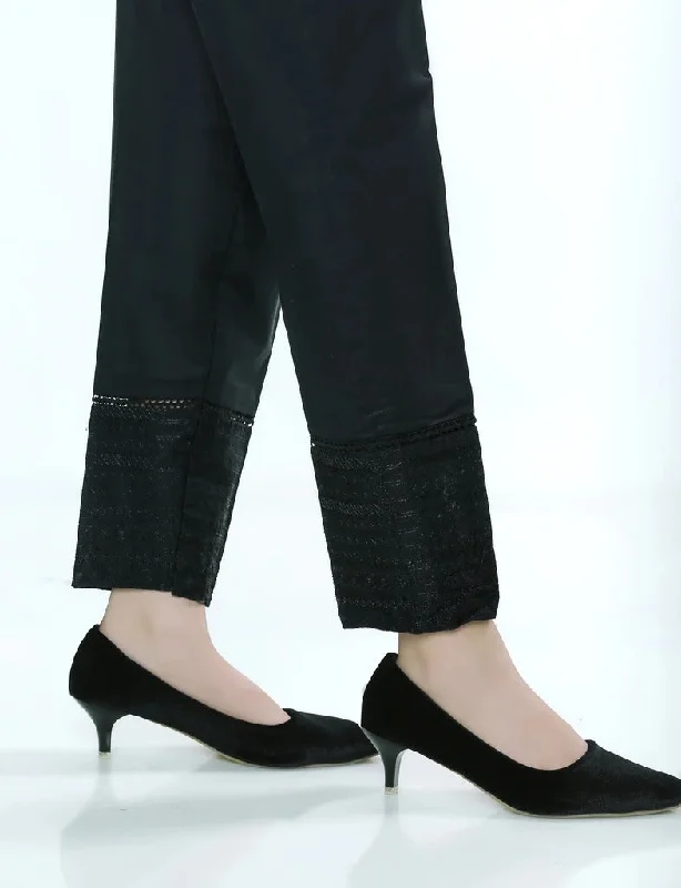 Lakhany 01 Piece Embroidered Stitched Trousers LSM-T-58-Black Trousers Culottes Wide Leg