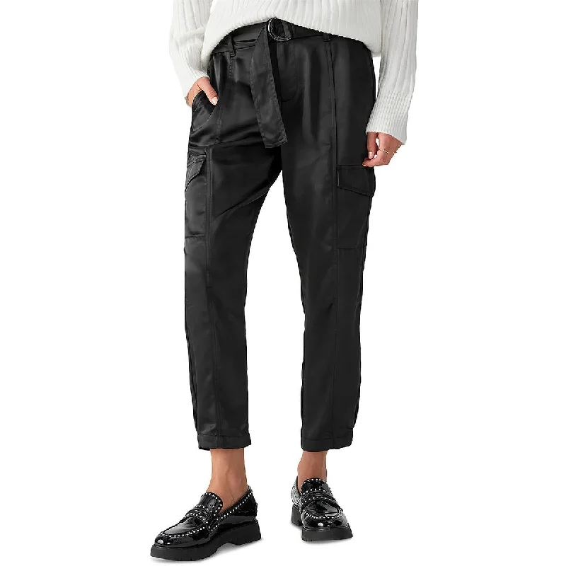 Sanctuary Womens   Satin Trim Trouser Cargo Pants Trousers Leather Faux