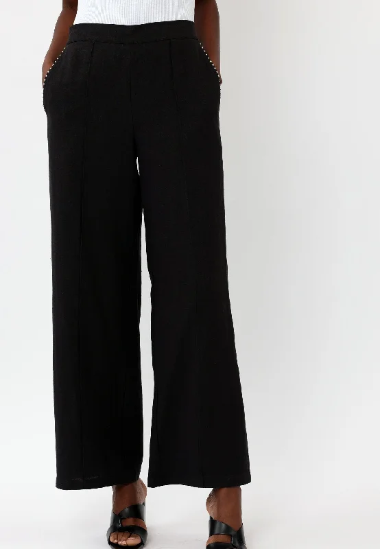 OUTLINE BLACK WIDE LEG TROUSERS Trousers Top Rated