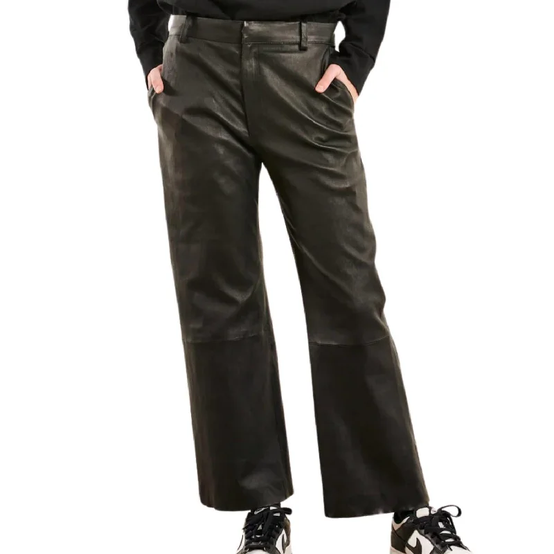 Leather Cropped Trousers In Black Trousers fashionable trendy