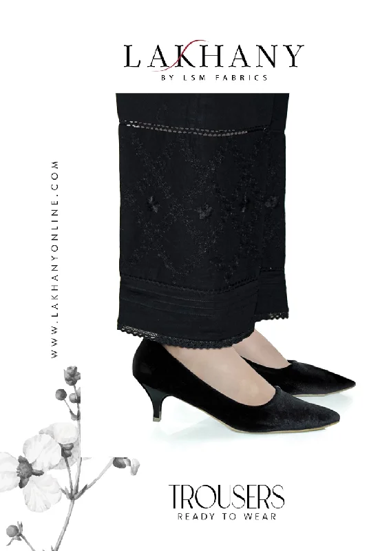 Lakhany 01 Piece Embroidered Stitched Trousers LSM-T-1819-Black Trousers fashionable chic