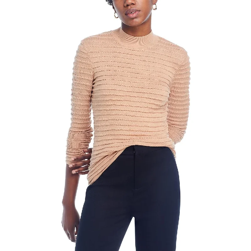 Womens Silk Blend Smocked Mock Turtleneck Sweater Mesh Blend Leather Blend Suede Blend Womens Silk Blend Smocked Mock Turtleneck Sweater Mesh Blend Leather Blend Suede Blend