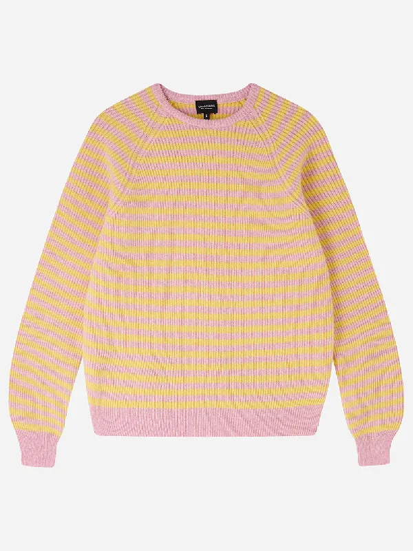 Pastel Pink & Yellow Stripe Rib Knit Jumper Houndstooth Herringbone Solid