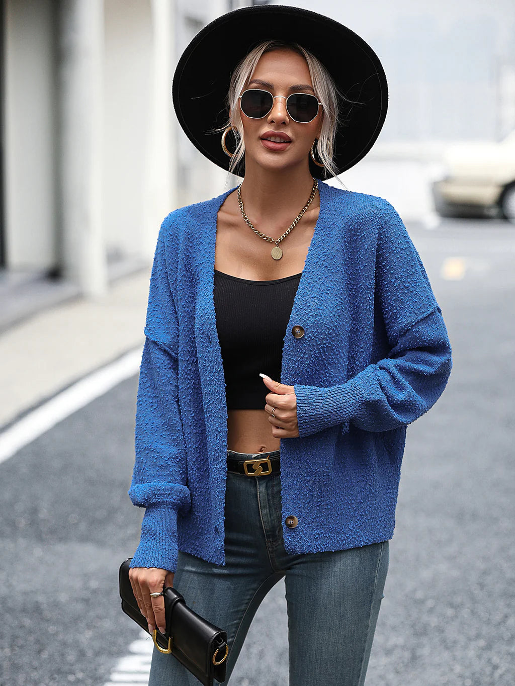 FASHION V-NECK BUTTON SOLID COLOR CARDIGAN SWEATER COAT Button Cardigan Zip Cardigan Pullover Cardigan