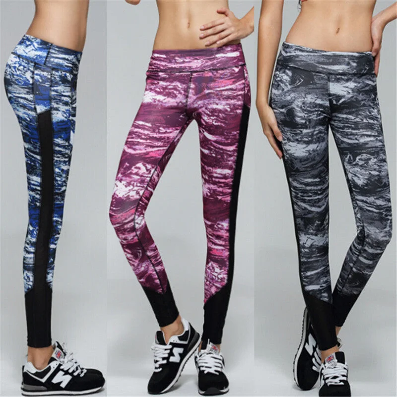 Leggings Women Fitness Trousers Clothing Active Pactchwork Legging Pants Workout Leggins Skinny Trousers Denim Stretchy