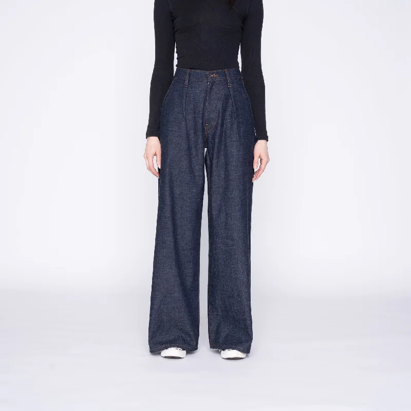 Wide leg Trouser | Rinsed Indigo Trousers Fleece Cozy