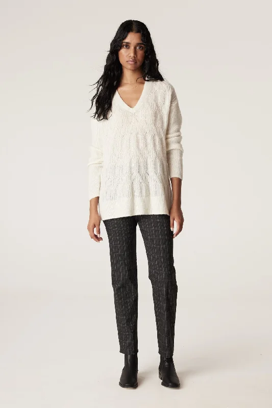 Mohair Cable Jumper - Milk Solid Print Embellished