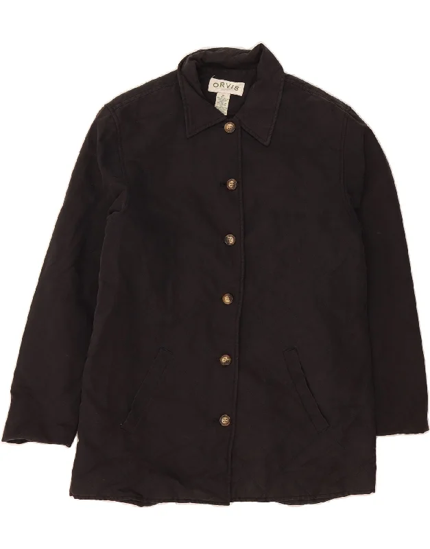 ORVIS Womens Quilted Jacket UK 14 Medium Black Polyester Zippered Jacket Buttoned Jacket Snapped Jacket