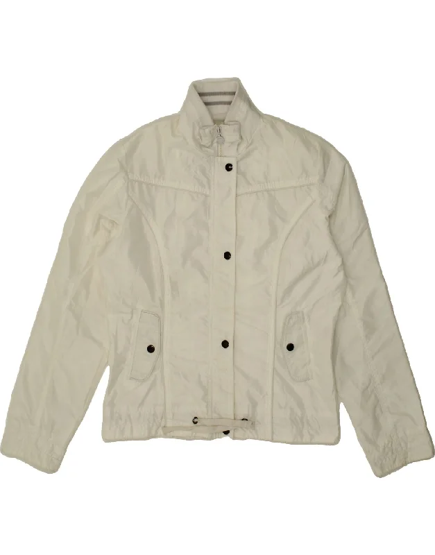 CARRERA Womens Bomber Jacket UK 14 Medium White Wool Jacket Cashmere Jacket Tweed Jacket