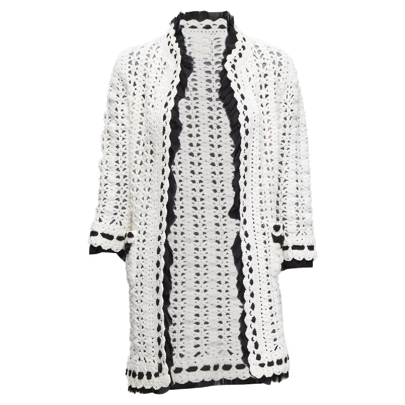 Chanel crochet knitsilk trim cardigan coat Stylish Fashionable Trendy