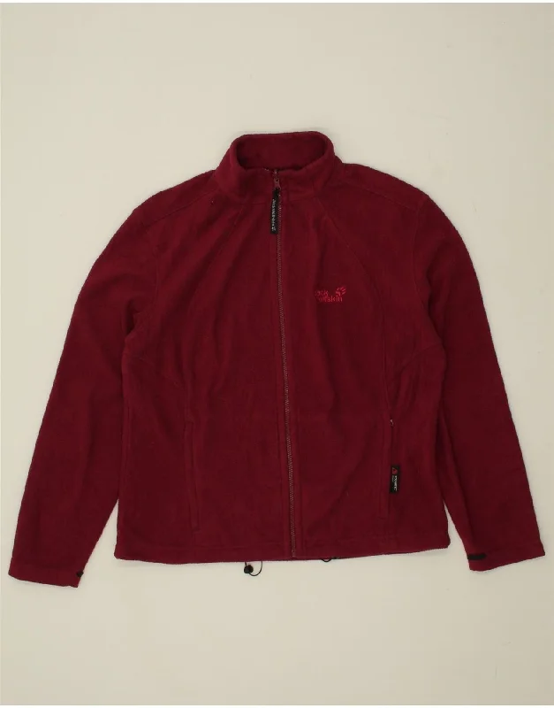 JACK WOLFSKIN Womens Fleece Jacket UK 22/24 2XL Maroon Polyester Hoodie Zip-Up Jacket Button-Up Jacket