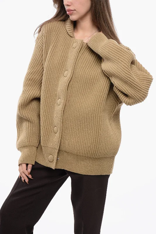 Jil Sander Ribbed Dropped Shoulder Cardigan Wool Cardigan Cotton Cardigan Cashmere Cardigan