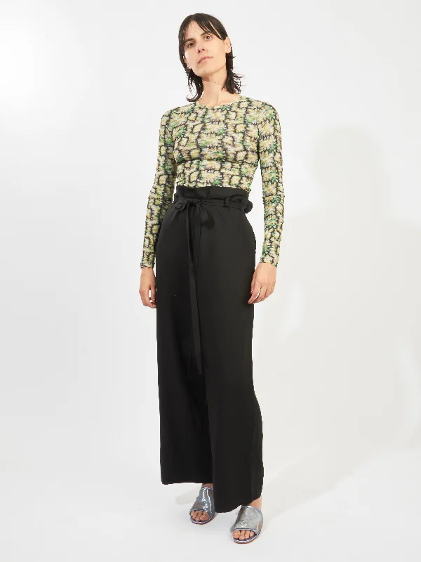 Black Fluid Tie-Waist Trousers Trousers cozy soft