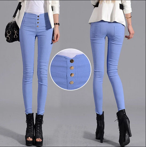 Ladies Cotton Fashion Plus Size Women Pants High Waist Elastic Trousers Pencil Pants Trousers Fleece Cozy