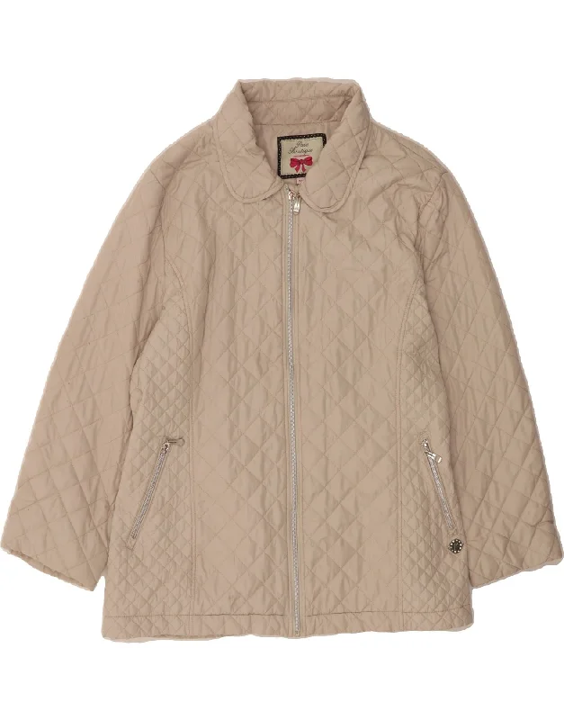 PACO Womens Quilted Jacket UK 22 3XL Beige Polyester Front Pockets Side Pockets Patch Pockets PACO Womens Quilted Jacket UK 22 3XL Beige Polyester Front Pockets Side Pockets Patch Pockets