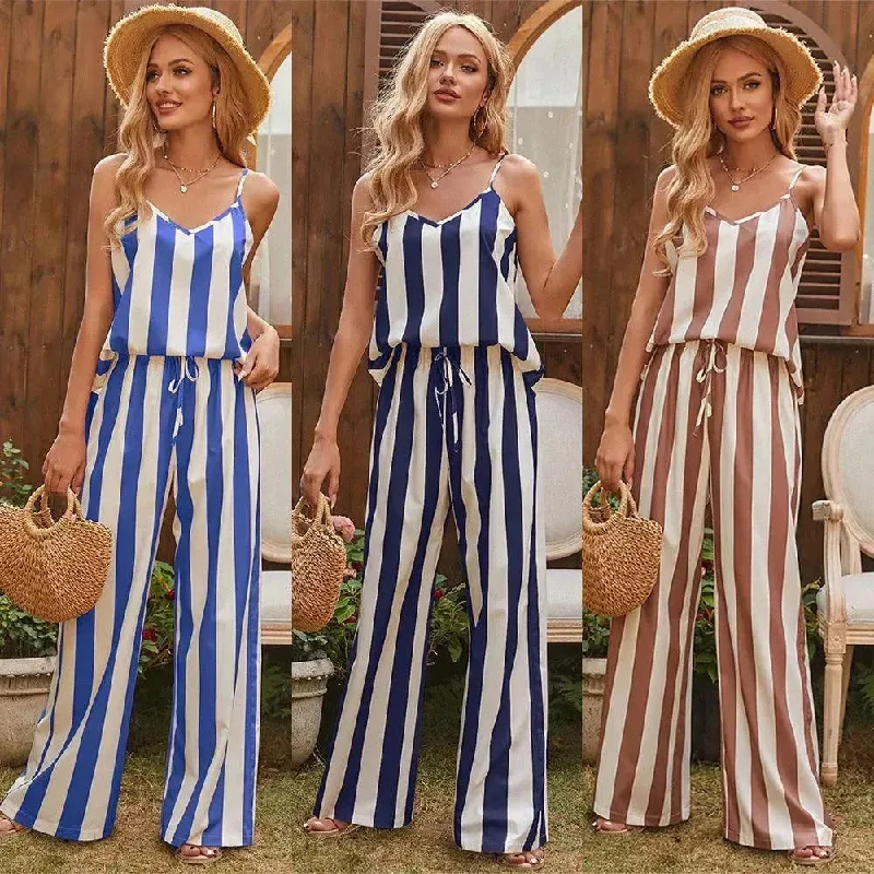 Loose Homewear Striped Small Sling Trousers Woven Suit Women Trousers trendy modern