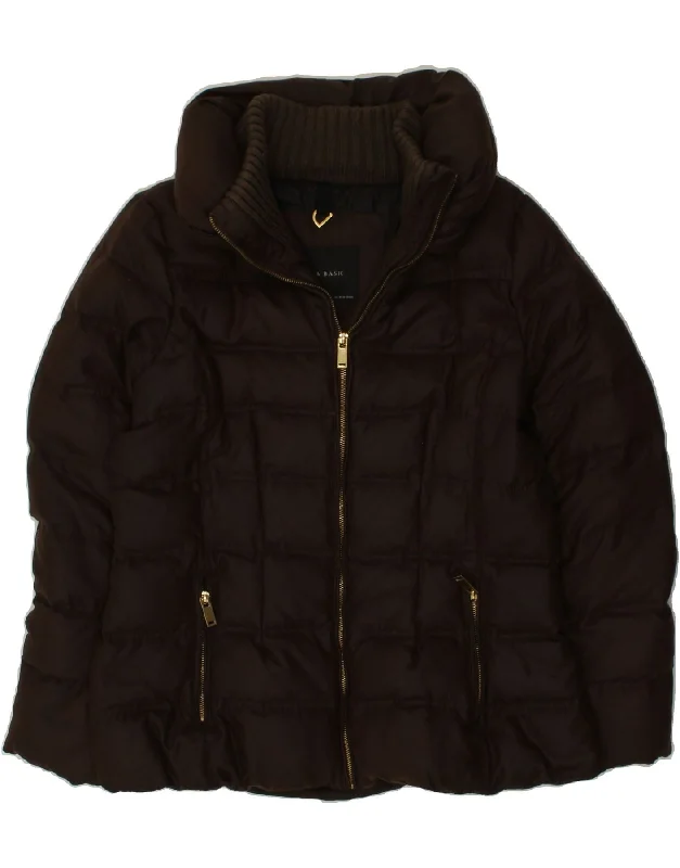 ZARA Womens Padded Jacket UK 18 XL Brown Polyester Denim Jacket Leather Jacket Suede Jacket