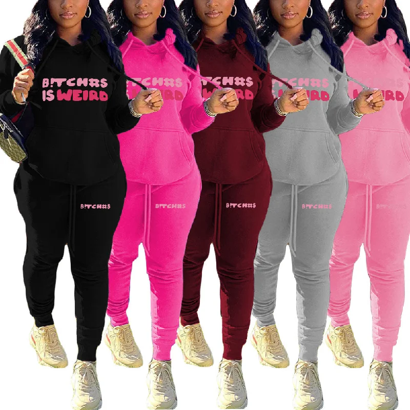 Letter Printed Hoodie Two-Piece Set(CL10895) Hoodie with Elastic Waist Stretchable Comfortable Letter Printed Hoodie Two-Piece Set(CL10895) Hoodie with Elastic Waist Stretchable Comfortable