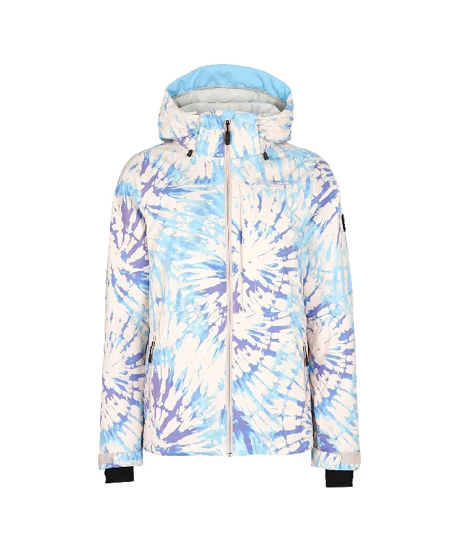 Women's Lite Snow Jacket - Pink Tie Dye Print Jacket Jacquard Jacket Patchwork Jacket