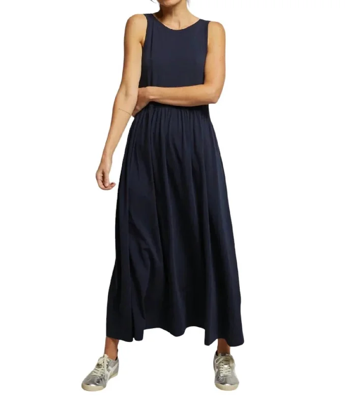 Eva Slub Jersey Dress In Navy