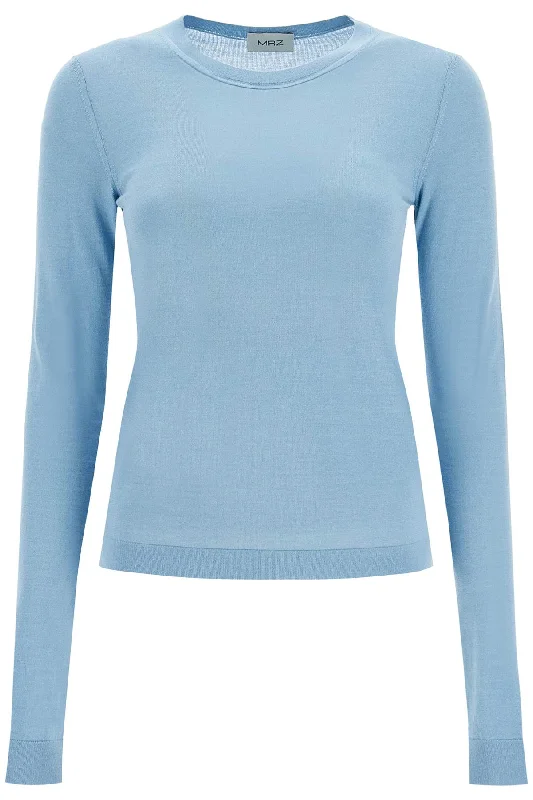 'cashmere And Silk Blend Sweater  - Light Blue Fitted Slim Tailored