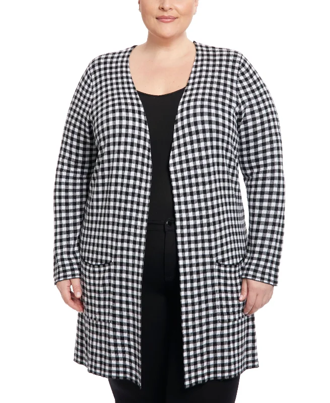Plus Size Open-Front Duster Cardigan Sweater Lightweight Heavyweight Midweight