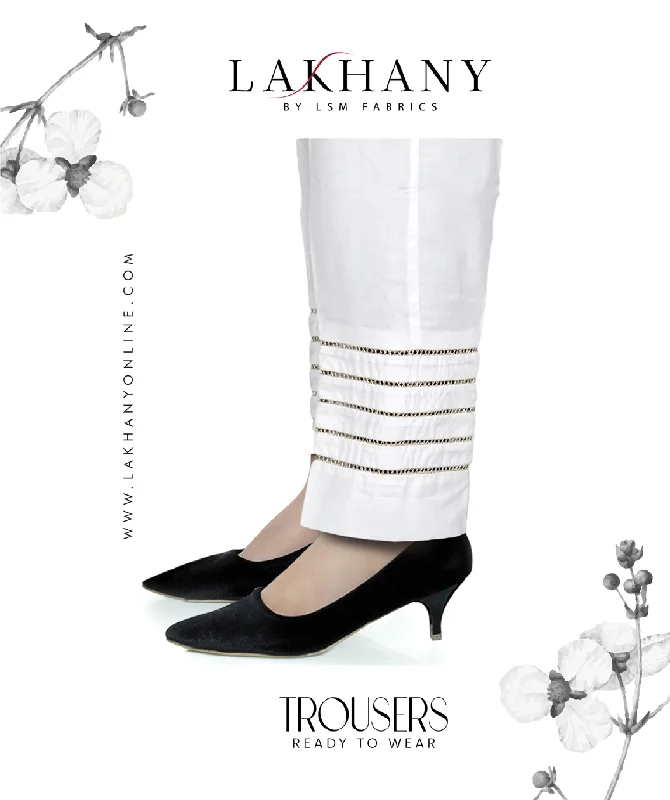 Lakhany 01 Piece Embroidered Stitched Trousers LSM-T-2090-White Trousers cozy soft