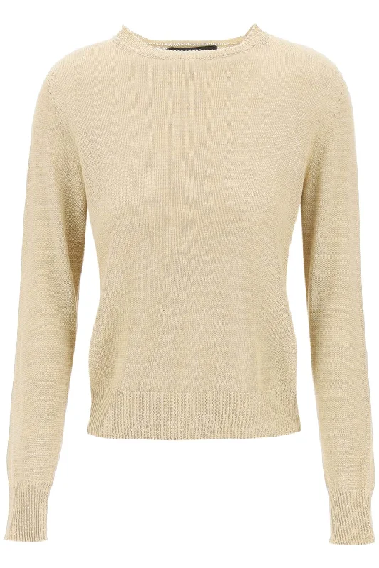 Aztec Linen Pullover Sweater  - Beige Velvet Chenille Corduroy