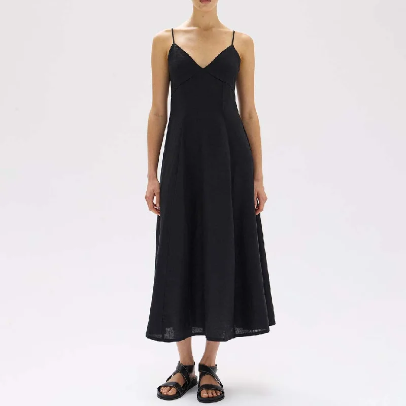 WANDA LINEN DRESS | BLACK