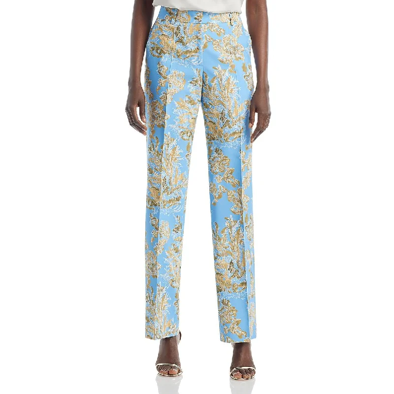 Lafayette 148 New York Womens Printed Pleated Trouser Pants Trousers Essential Wardrobe