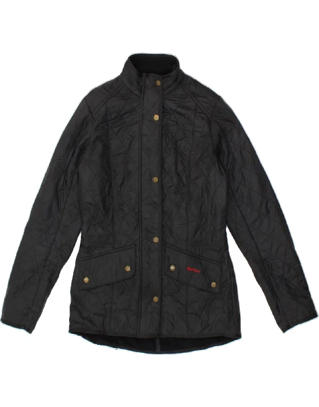 BARBOUR Womens Quilted Jacket UK 10 Small Black Polyamide Fleece Jacket Down Jacket Feather Jacket