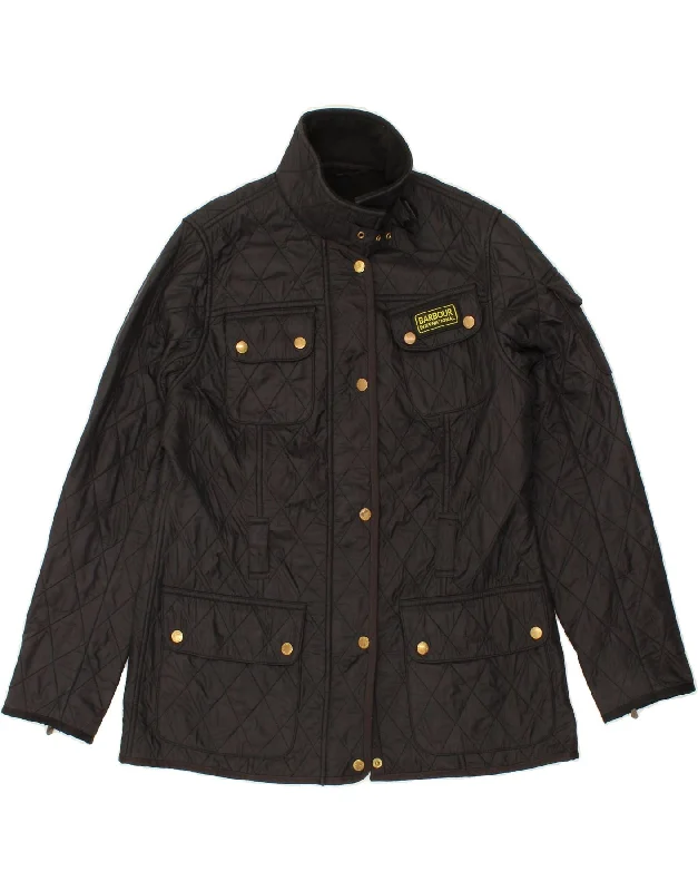 BARBOUR Womens Quilted Jacket UK 14 Large Black Oversized Jacket Tailored Jacket Straight Jacket