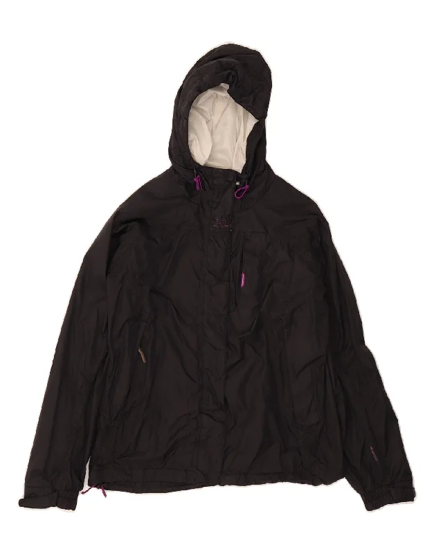 HELLY HANSEN Womens Hooded Windbreaker Jacket UK 10 Small Black Belted Jacket Elasticated Jacket Padded Jacket