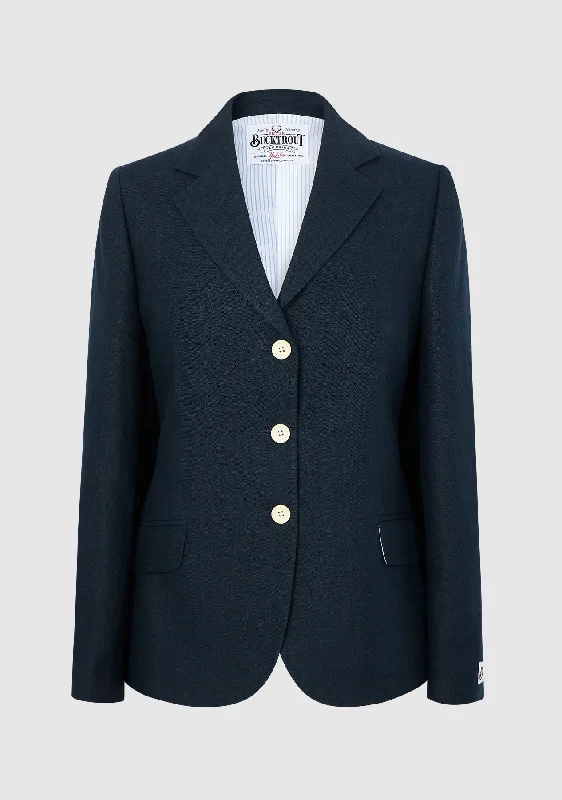 Claire Linen Jacket - Navy Zippered Front Buttoned Front Snap Front