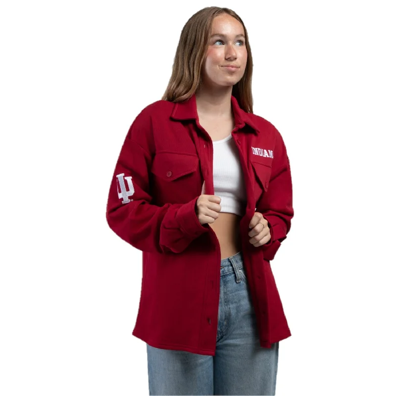 Indiana Hoosiers Women's Hype & Vice Flannel Shirt Jacket Fitted Jacket Loose Jacket Oversized Jacket
